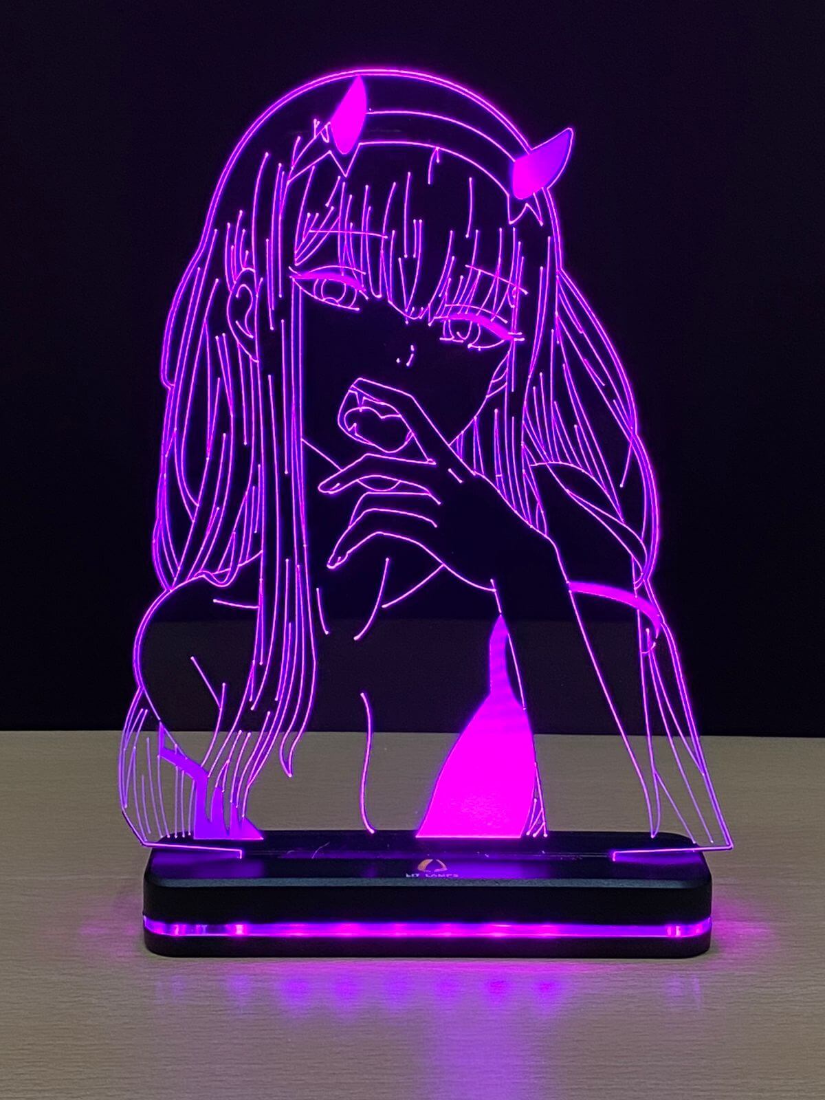 Zero Two Anime Decor Aesthetic 3D Illusion Lamp by LIT Lamps - LIT Lamps - Zero Two 3D LED Lamp-3d Lamps